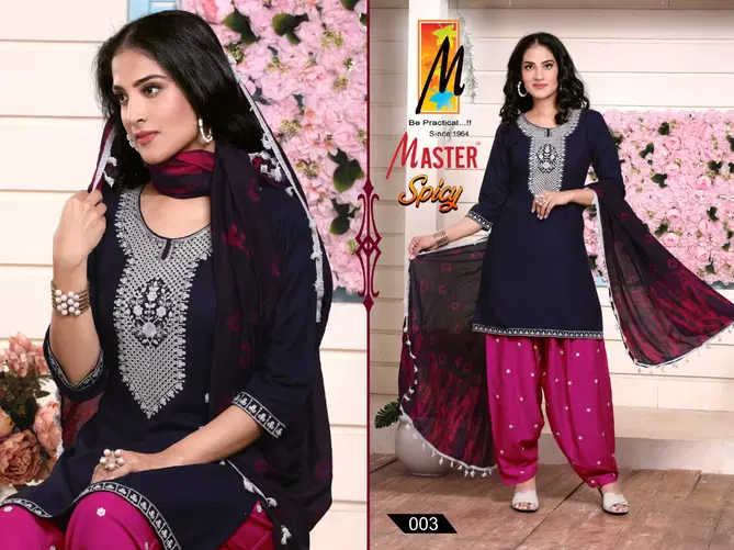 Master Spicy Rayon Fancy Ethnic Wear Ready Made Suit Collection